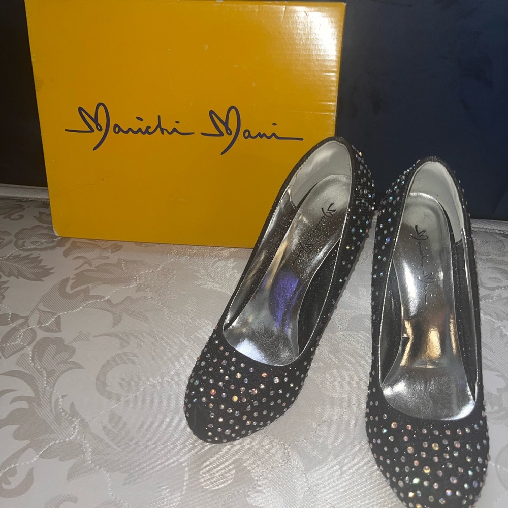 Black Rhinestone Stiletto Heels